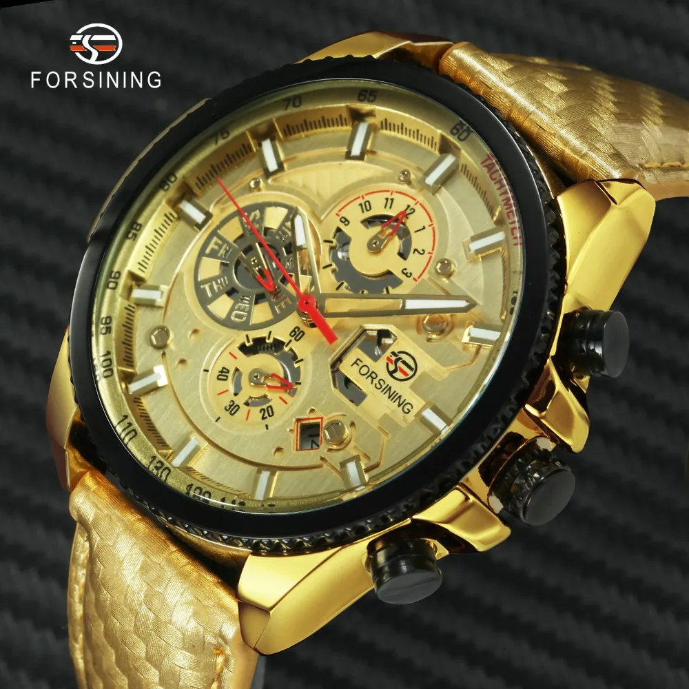 

FORSINING Top Brand Luxury Royal Automatic Watch Mechanical Chronograph Watches Men Sport Casual Leather Strap Relogio Masculino