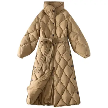 

Winter fashion Cotton Padding Jacket Women Stand Collar single breasted long Cotton Parka