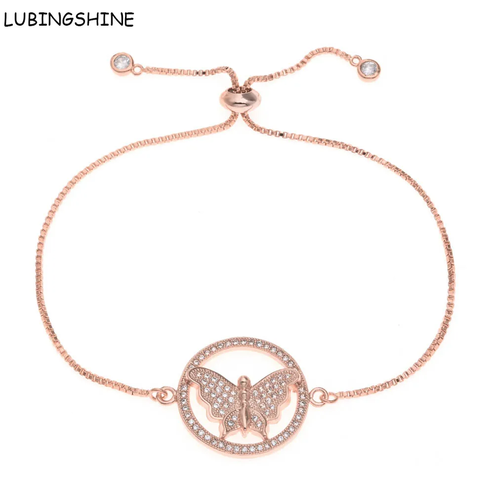 

LUBINGSHINE Women's/Girl's Lovely Butterfly Design Round Bracelets Bangles AAA Cubic Zirconia Adjustable Bracelet femme