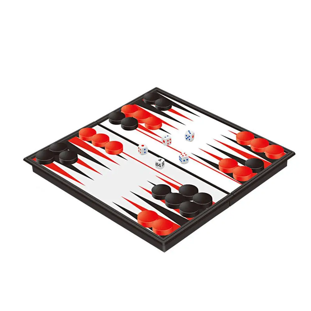 

Plastic Folding Magnetic Backgammon Board Checkers Chess Game Set Kids Toys
