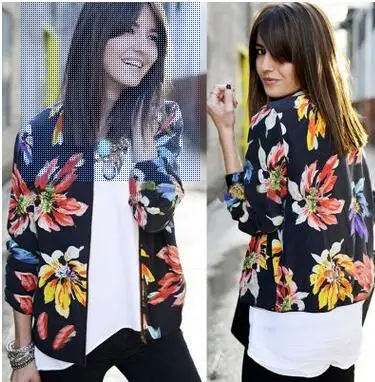 New 2016 Spring Autumn Fashion Baseball Floral Jacket Long