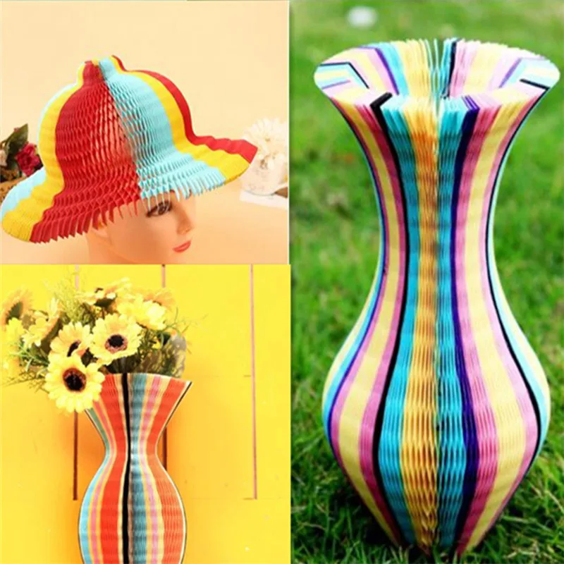 

1PC 100% Brand new Handmade Q Version Magic Vase Paper Hat Flower Vase Sunbonnet Random Color Both men and women