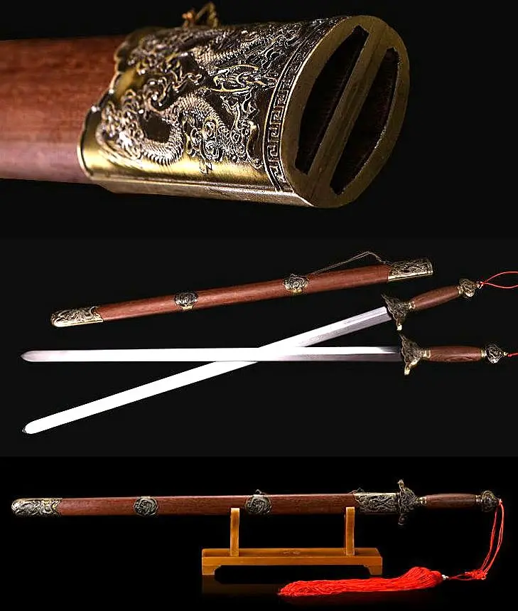 

Handmade Stainless steel Flexible Blade Tradition Tai Chi Chinese Kung Fu double straight Sword TaiJI Practice