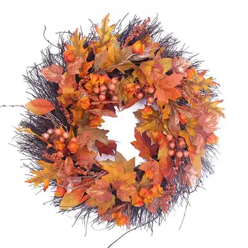 

Autumn Maple Leaf Berry Wreath Thanksgiving Halloween Door Home Decor 1PC