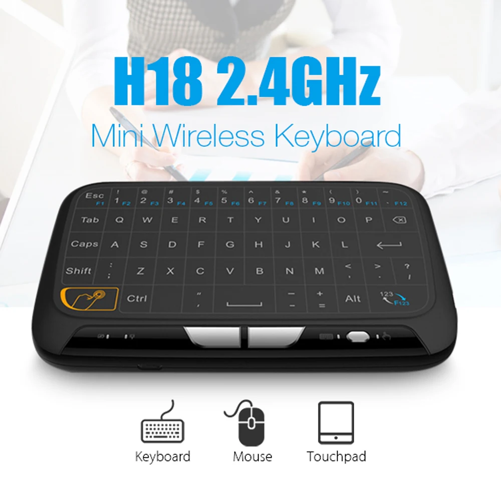 H18 2.4ghz Mini Wireless Keyboard With Touchpad Mouse Combo Air Mouse