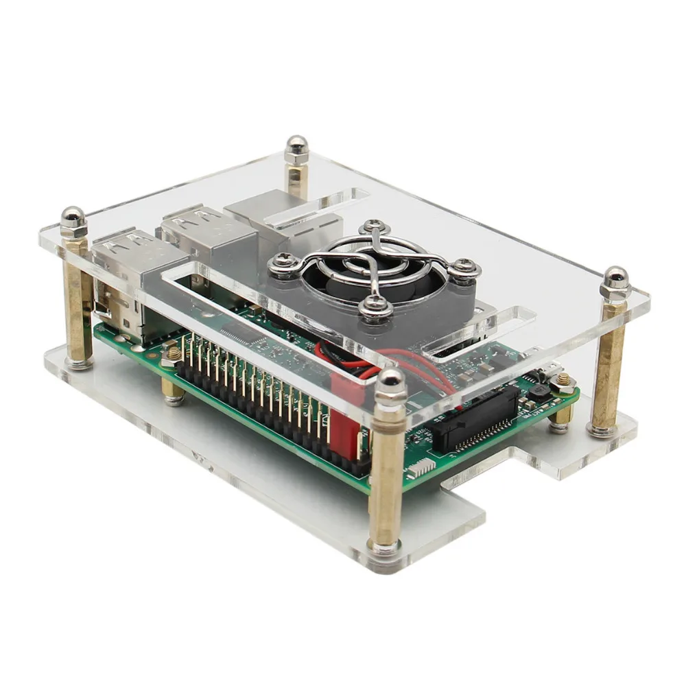 Raspberry-Pi-3-Case-Fan-Heatsink-Kit-Acrylic-Shell-with-Cooling-Fan-Aluminum-Heatsinks-for-Raspberry
