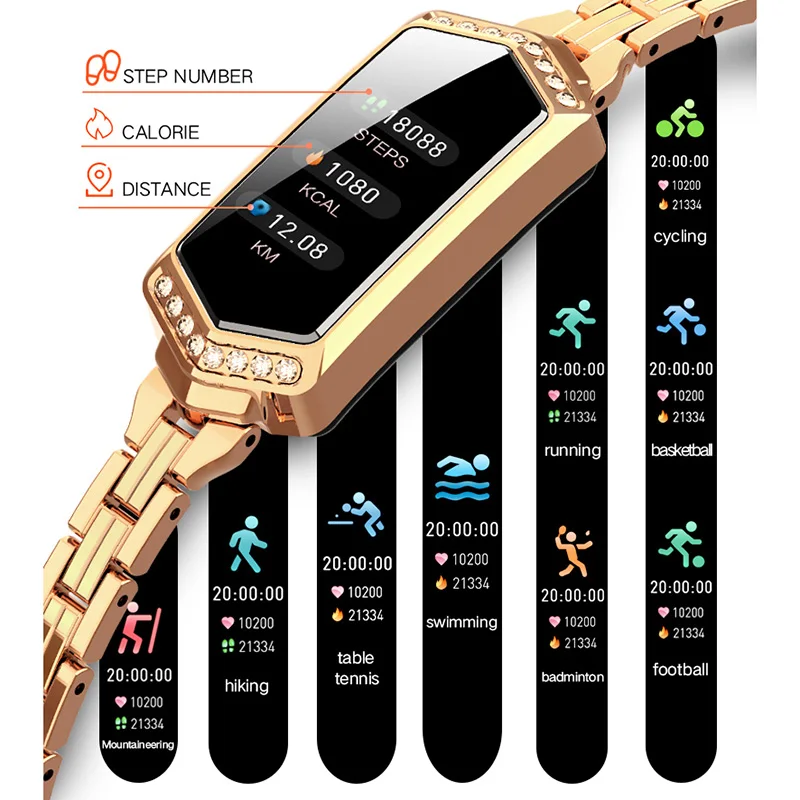 B78 Smart Watch Men Women Smart Band Heart Rate Blood Pressure Monitor Metal Strap Fitness Tracker Wristband for Android IOS