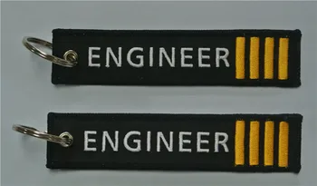 

Engineer With 4 Bars Traditional Fabric Embroidery Key Chian Ring With Merrow Border