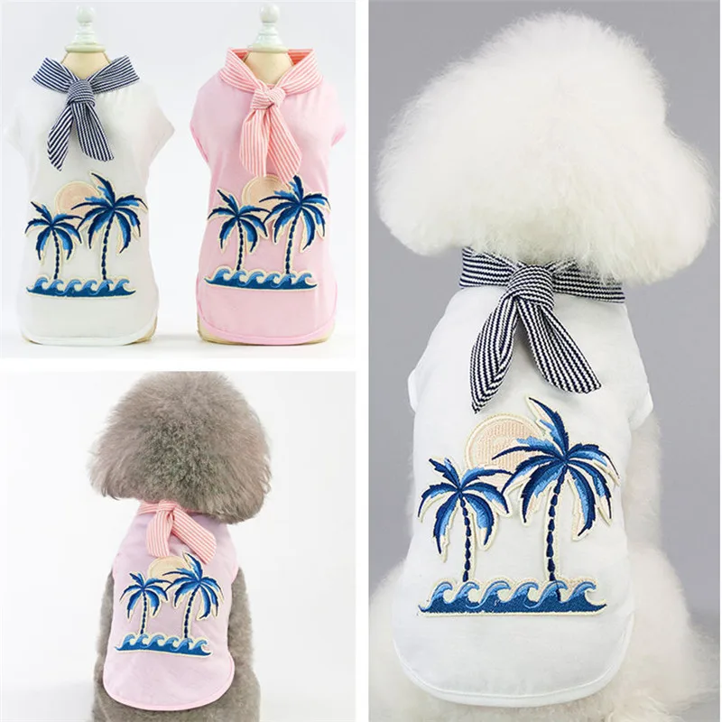 Dog Clothes Summer Pet Cat Vest Couple Dogs Clothing for Small Medium Dogs Costume Ropa Para Perro Small Dog Vests Coconut Tree