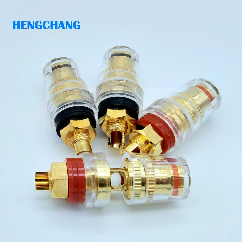 

4pcs High Quality Brass Gold Plated 4mm Banana socket Terminal Binding Post for Speaker Amplifier Red and Black terminal post