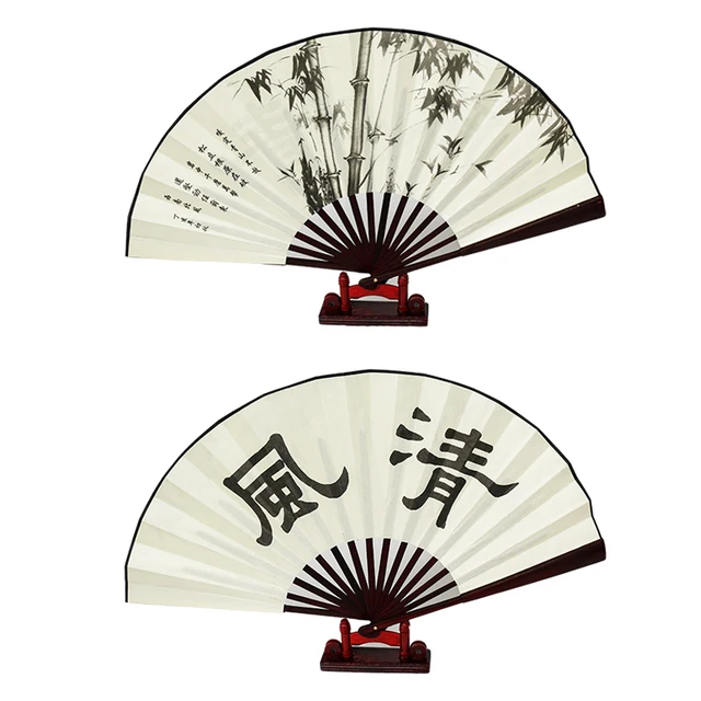 10 big bamboo folding fan men silk hand fans for wedding decoration