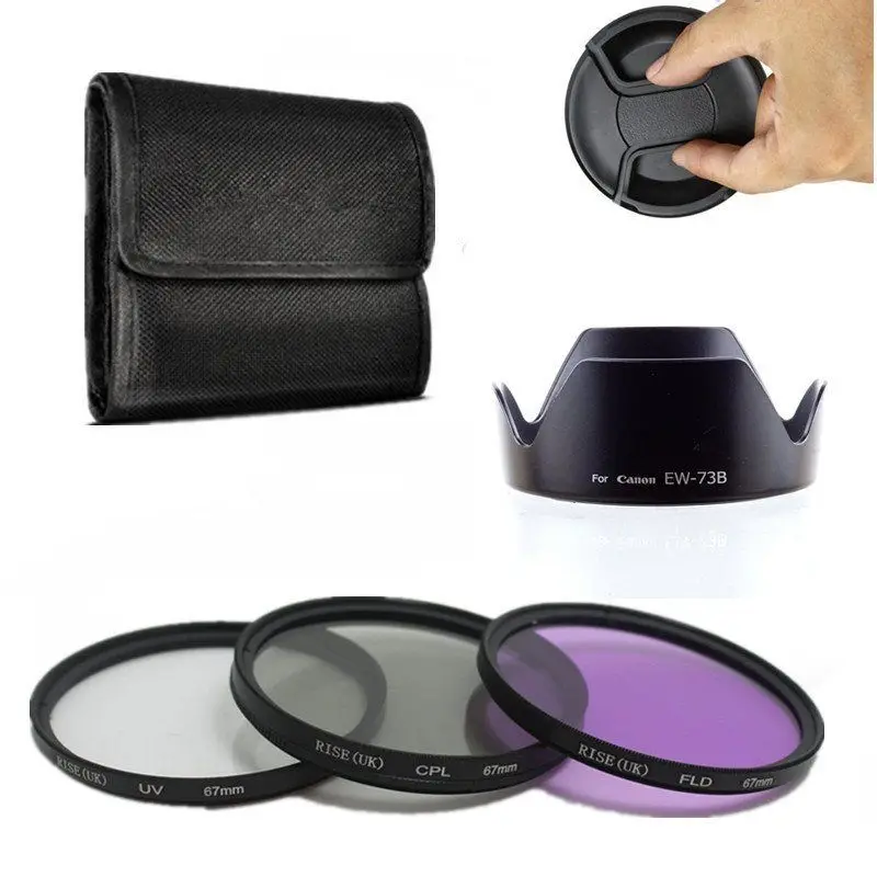 67mm UV CPL FLD Lens Filter Kit+ Lens Hood EW 73B For Canon EF S 18