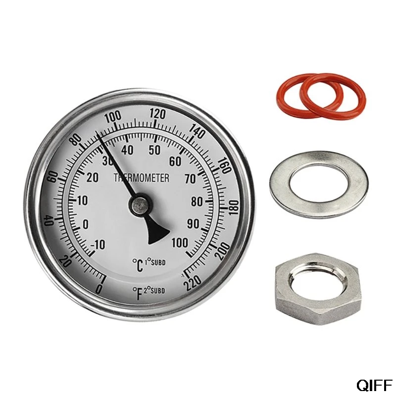 

3" Dial Analog homebrew thermometer Kit 2" Probe 0 - 220 Degrees Homebrew beer Kettle wine with nuts o-ring washer July 8