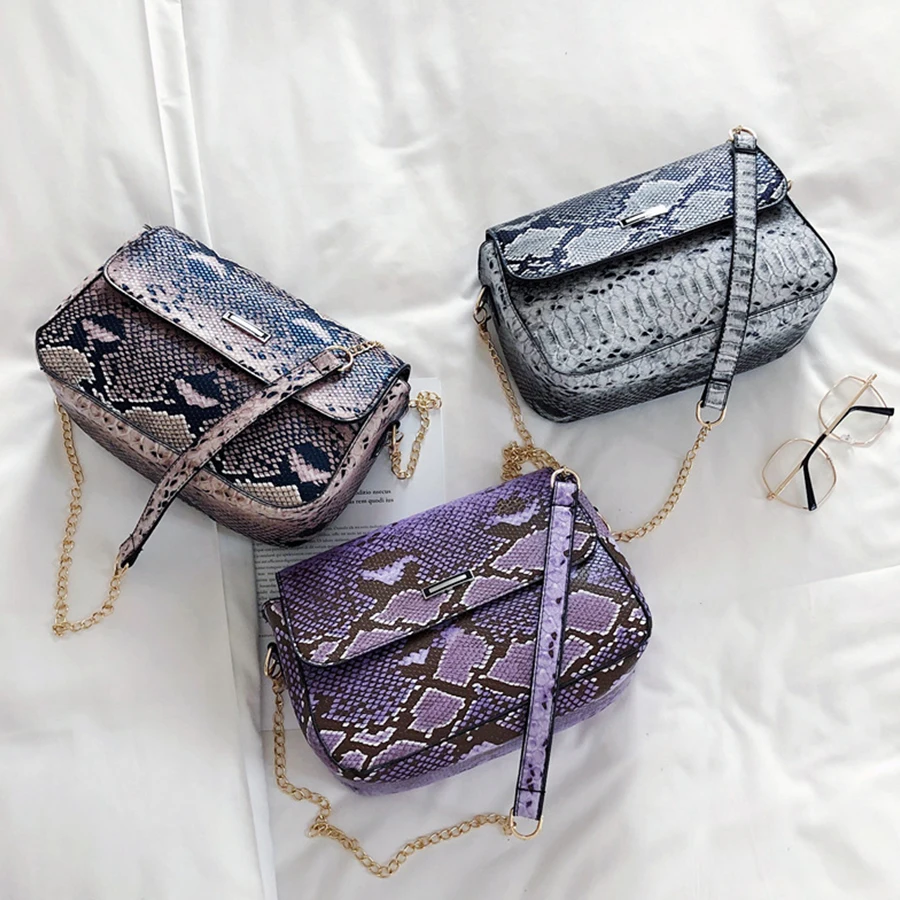 

Vintage Serpentine Women's Crossbody Bags Chic Chain Leather ladies Shoulder Messenger Bag Luxury Handbags Women Bags Designer