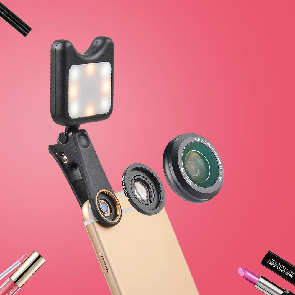 fisheye lens for phone APEXEL Phone Camera Lens with Led Flash Fill Light Adjustable Brightness,Wide Angle Lens,15X Macro Lens for iPhone Samsung Phone mobile micro lens