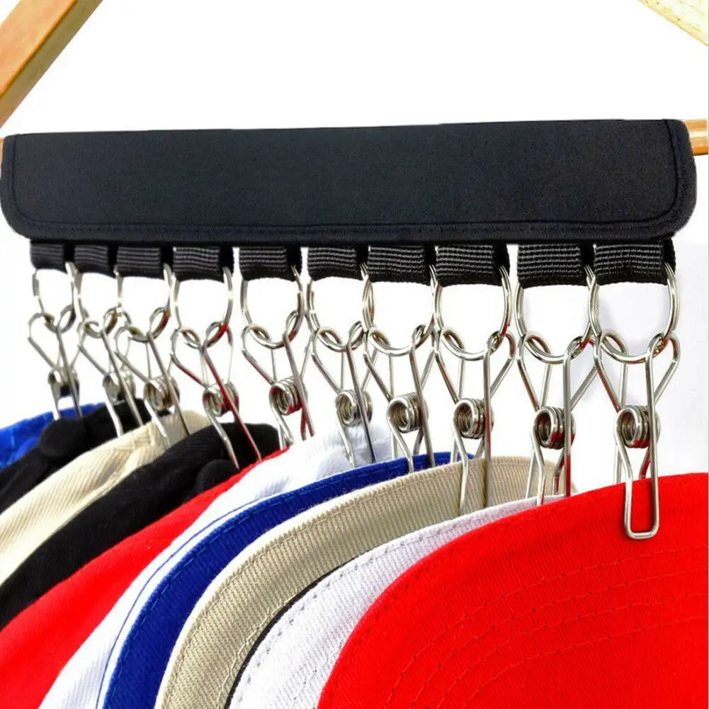 cheap 10 Hooks Cap Rack Baseball Hat Visors Wall Door Hanger Holder Hook Clip Storage Organizer Clothing Storage Racks