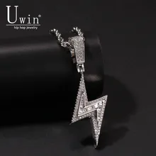 UWIN Lightning Pendant Full Iced Out Bling AAA Cubic Zirconia Copper Necklace Chain Fashion Hiphop Jewelry hot copper jewelry for women panther head necklace aaa cubic zirconia enamel leopard animal long pendant rose gold luxury brand