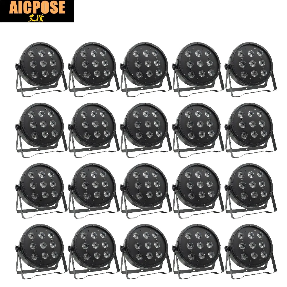 Плоский светодиодный прожектор Par 20 шт./лот 9x12 Вт 9*12 RGBW 4 в 1 PAR DMX512 контрольное