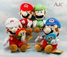 4pcs Super Mario MARIO LUIGI with ice flower Mushroom 17cm Plush Doll Set 2015