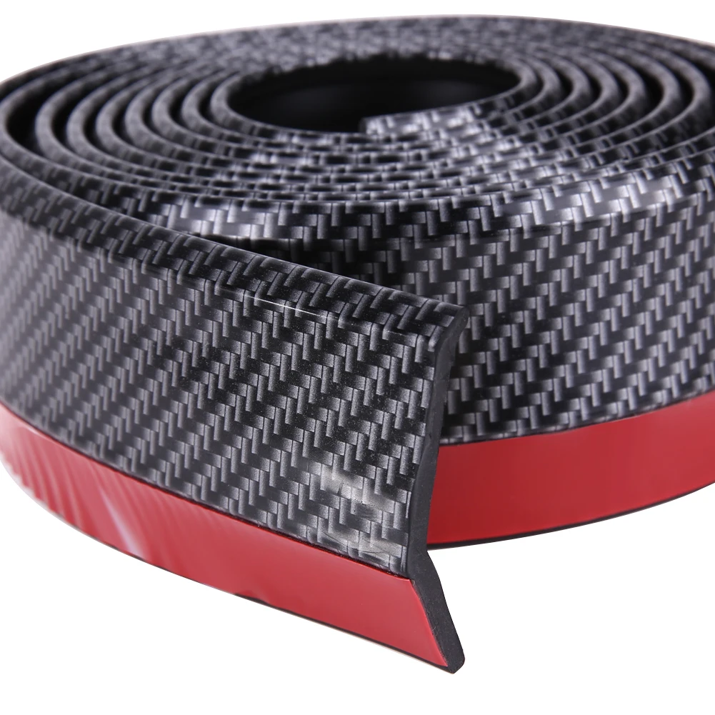 Carbon Fiber Rubber Soft Black Bumper Strip Car Exterior Front Bumper Lip Kit / Car bumper Strip 60mm Width 2.5m length Hot sell