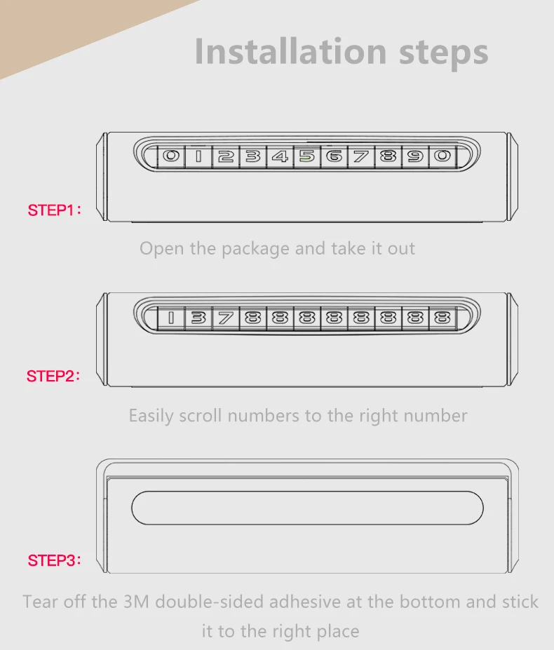 Автомобильная Временная парковочная карта номер прокрутки нет Монтажная пластина Алюминиевые наклейки универсальная Парковая остановка