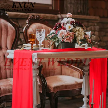 

59x108" Chiffon Table Runner Tablecloth Runners For Wedding Event Party Festival Decoration