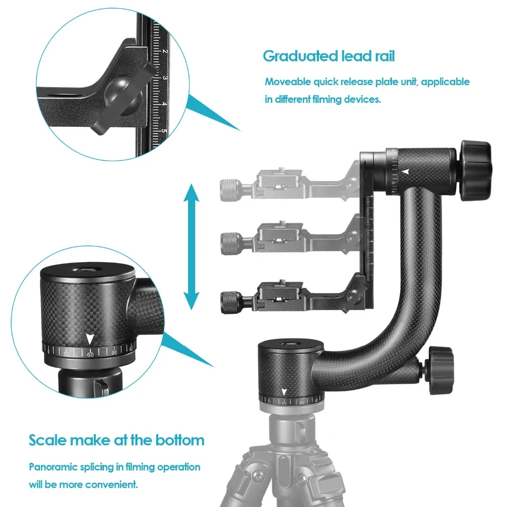 Neewer Профессиональный усиленный углеродное волокно 360 градусов панорамная головка для штатива с Arca-Swiss 1/4 дюймов быстрая пластина