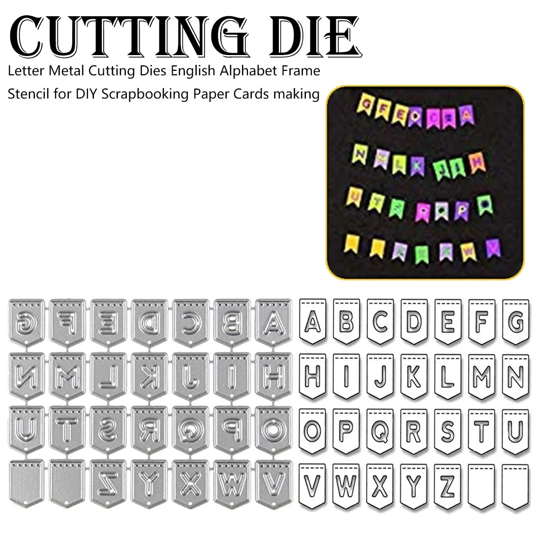 

Letter Metal Cutting Dies English Alphabet Frame Stencil for DIY Scrapbooking Paper Cards making Decor Crafts Embossing Dies