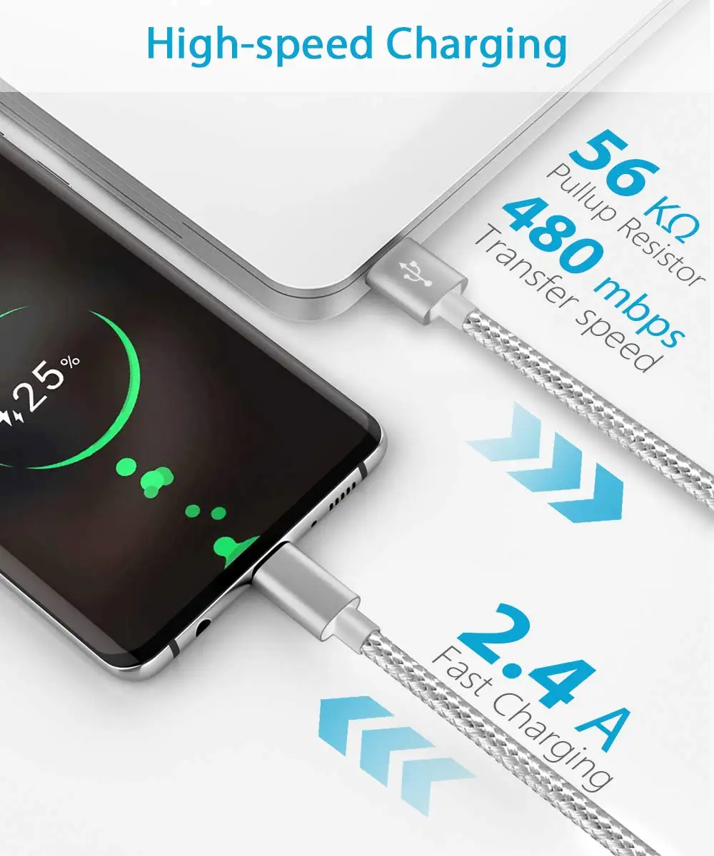 Кабель USB Type C шнур для быстрой зарядки Samsung Galaxy S9 S8 Note 8 Pixel LG V30 G6 G5 Nintendo Switch OnePlus 5