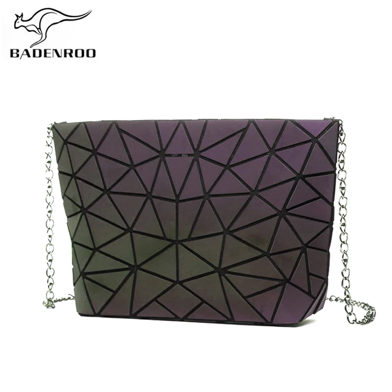 

Badenroo Colorful Luminous bag Chain Women Shoulder Messenger bags Holographic Geometric Irregular Female Crossbody Bags Bolsas