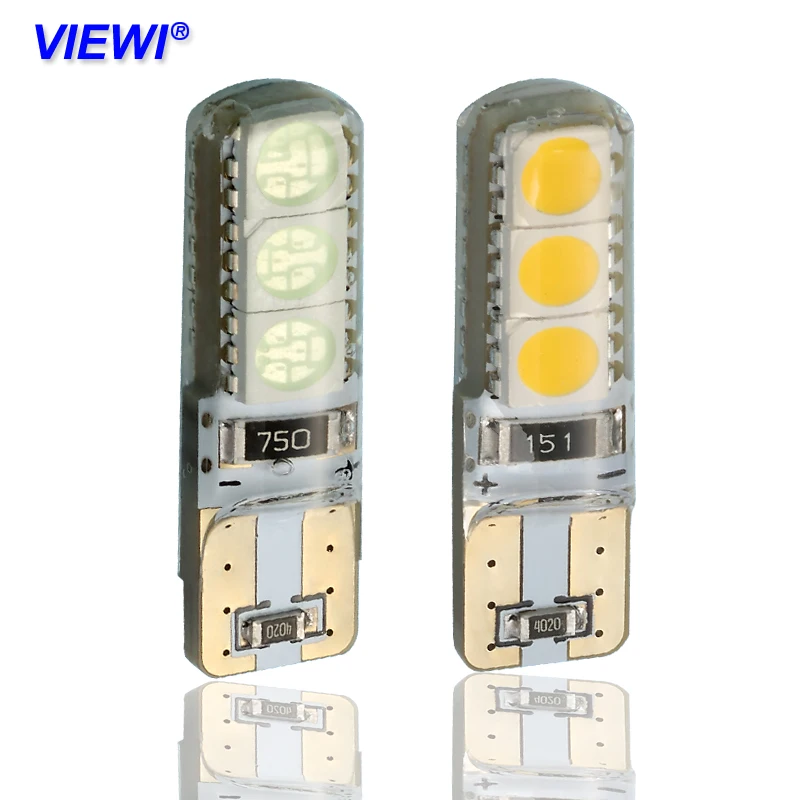 

Viewi 1x t10 w5w 12V 24v led interior car light SMD 5050 1W waterproof IP68 silicone auto Signal lamp yellow white red blue pink