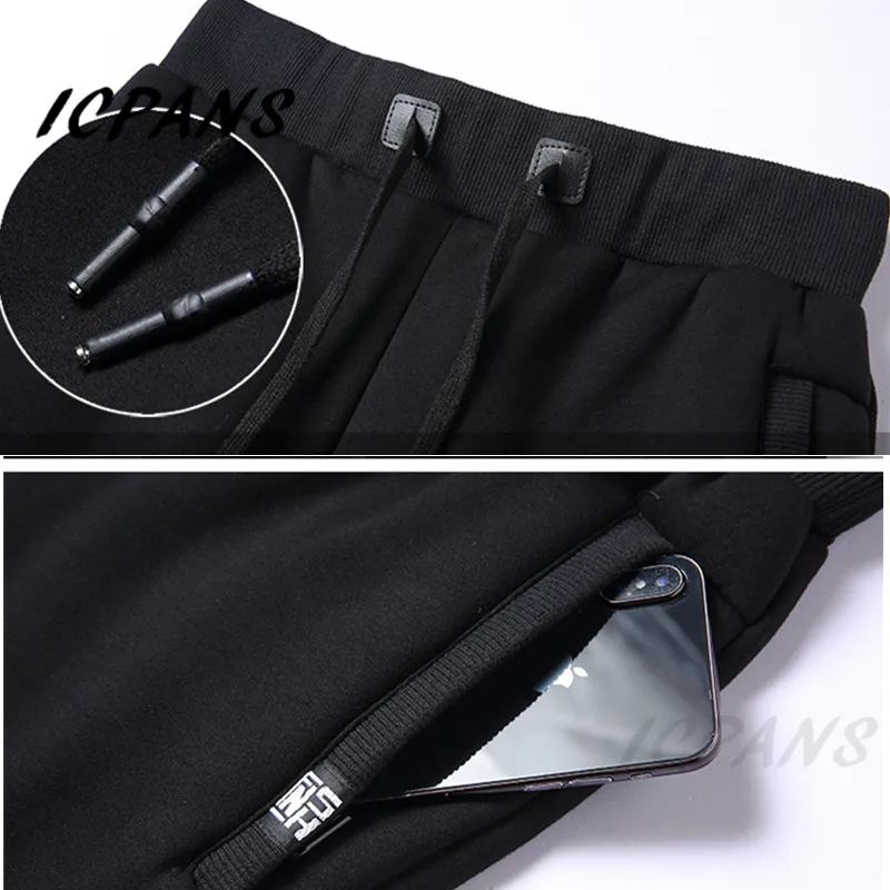 ICPANS Drawstring sweatpants Heavyweight Mens Pants Winter trousers Pantalon Hombre Joggers Pants Man Winter Warm Plush Trouser
