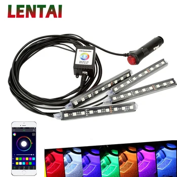 

EALEN 1Set Car LED RGB Light Atmosphere Lamp Strip Phone Control For Toyota Corolla Seat Leon Jeep Skoda Fabia Rapid Renault