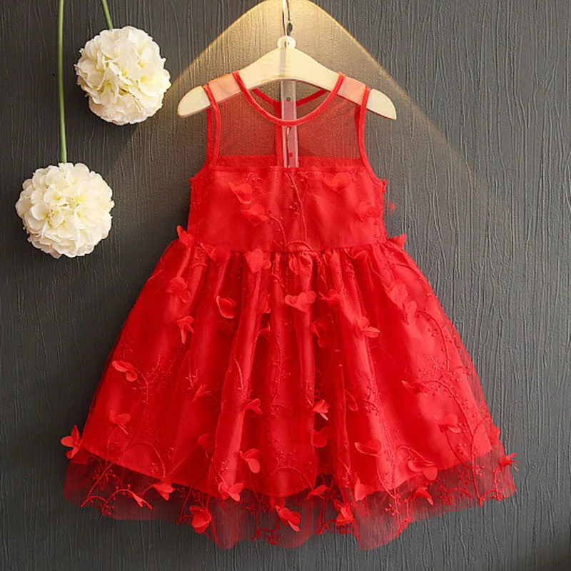 Летние милые арбуз платья для маленьких девочек фруктов платья для девочек одежда для малышей без рукавов, От 3 до 7 лет, платье для девочек, вечерние - Цвет: Red