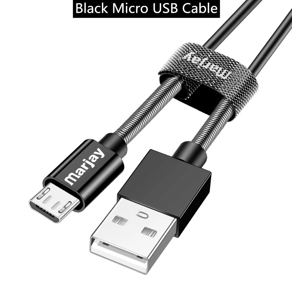 Marjay Micro USB кабель Быстрая зарядка USB кабель для samsung S7 Xiaomi huawei LG htc Android Microusb USB кабель для зарядного устройства - Цвет: Черный