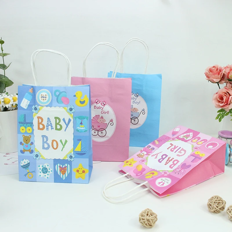 AVEBIEN Creative Paper Candy Bag Gift Bag  Blue Pink Boy&Girl Gift Bag Baby Shower Gift Wrapping Decoration Clothes Shopping Bag