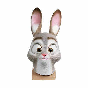 

Zootopia Bunny Judy Hopps Latex Full Head Animal Masks makeup Halloween Cosplay Props Accessories