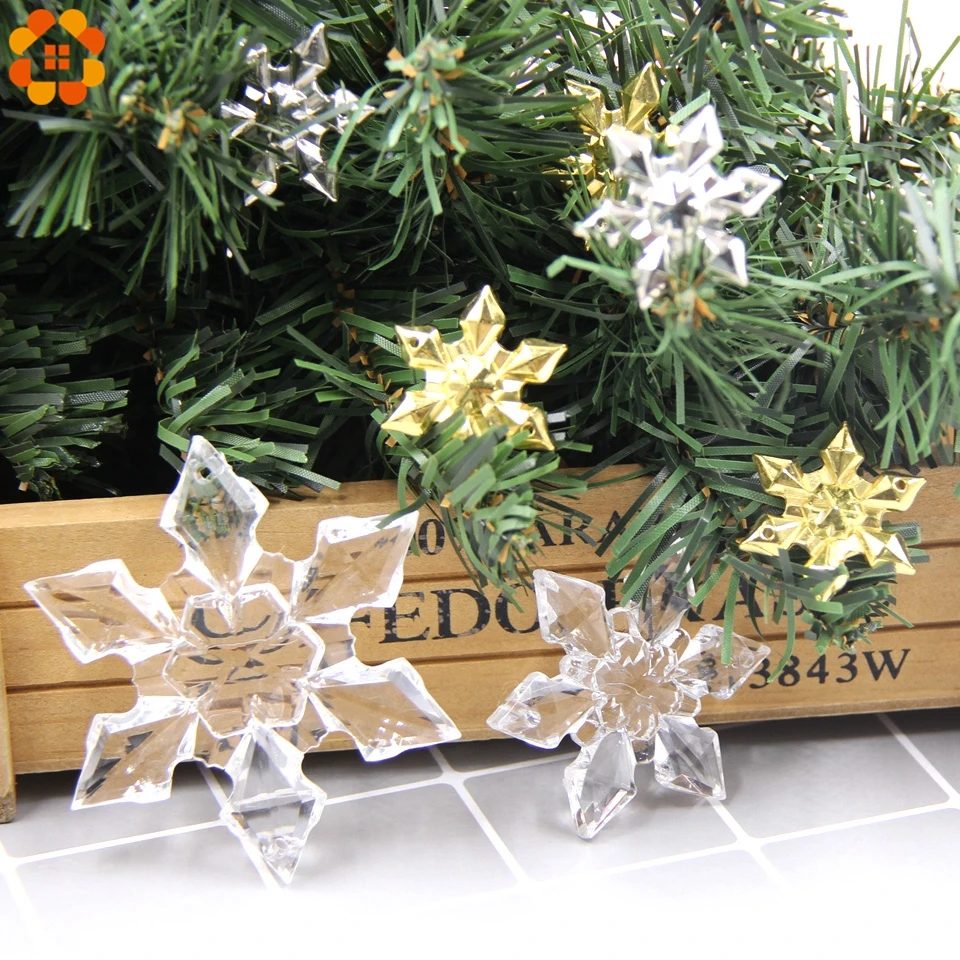 

6PCS DIY Transparent/Gold/Silver Acrylic Snowflakes Christmas Crafts Pendants Ornaments Xmas Tree Hangings Kids Gift Decorations