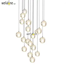 Modern Crystal pendant Lights Fixtures DIY Magic Globes Ball Lamps Loft Meteor Shower LED Light With bubbles For Restaurant