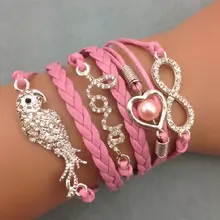 1 шт. бесконечность, ладони и anghor браслет. металл очарование, воск шнур, кожаный браслет 3338