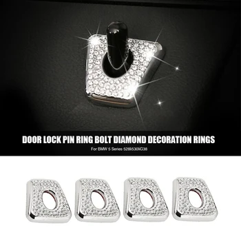 

4Pcs Car Door Lock Pin Ring Bolt Cover Diamond Decoration For BMW 5 Series 528li 530li G38 Car Styling