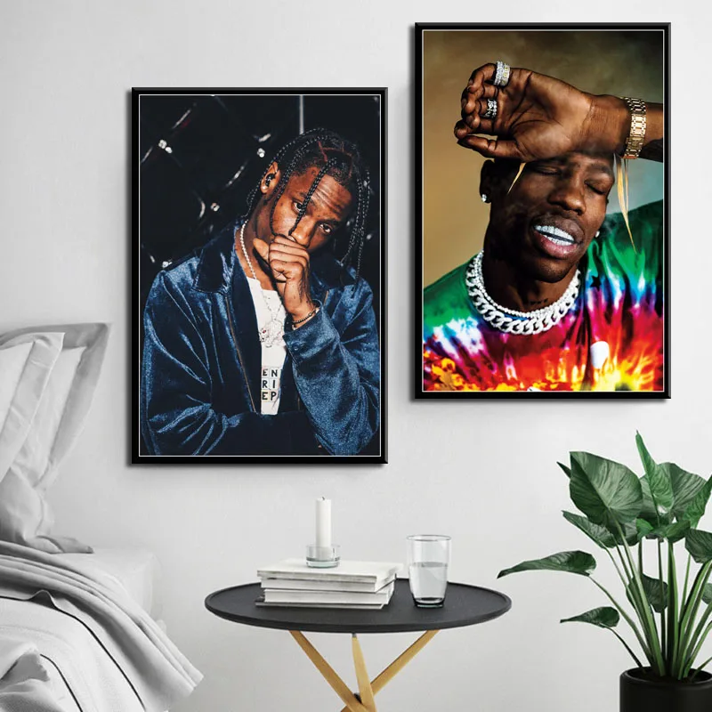 

P122 Travis Scott Music Star Rap Hip Hop Rapper Fashion Model Art Painting Silk Canvas Poster Wall Home Decor