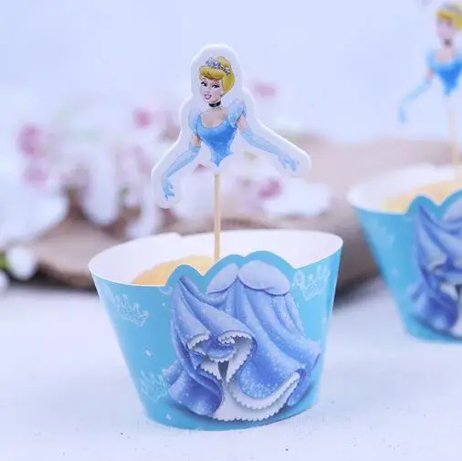 Buy 40 Pcs Disney Princess cupcake wrappers toppers
