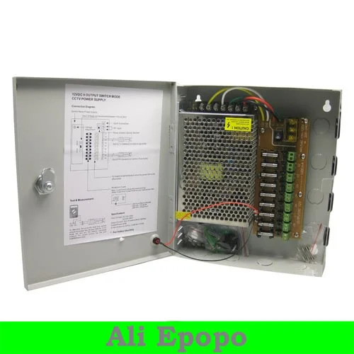 

5 PCS/LOT 9CH Total Outputs DC 12V 5A CCTV Power Supply Box For CCTV Security Camera