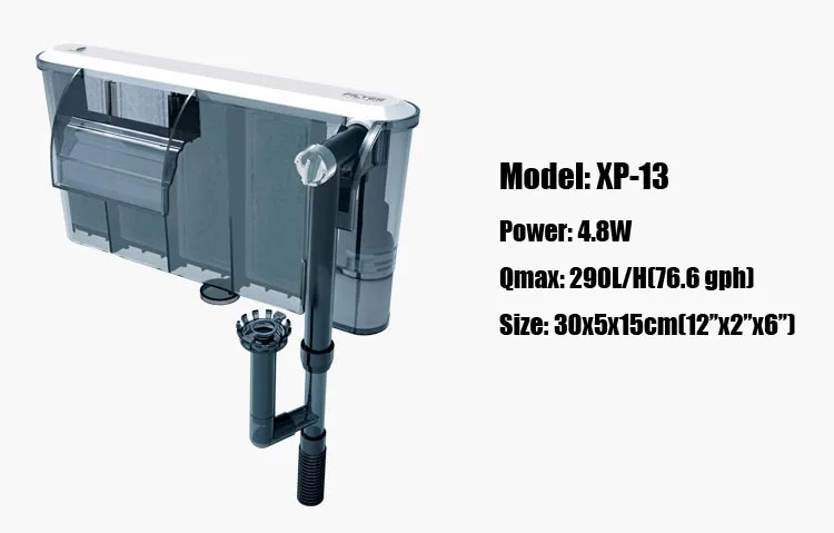 110 В 220 В внешний подвесной сетевой фильтр, прозрачный фильтр для аквариума, функция скиммер для поверхности, мини нано - Цвет: XP13 for 60cm tank