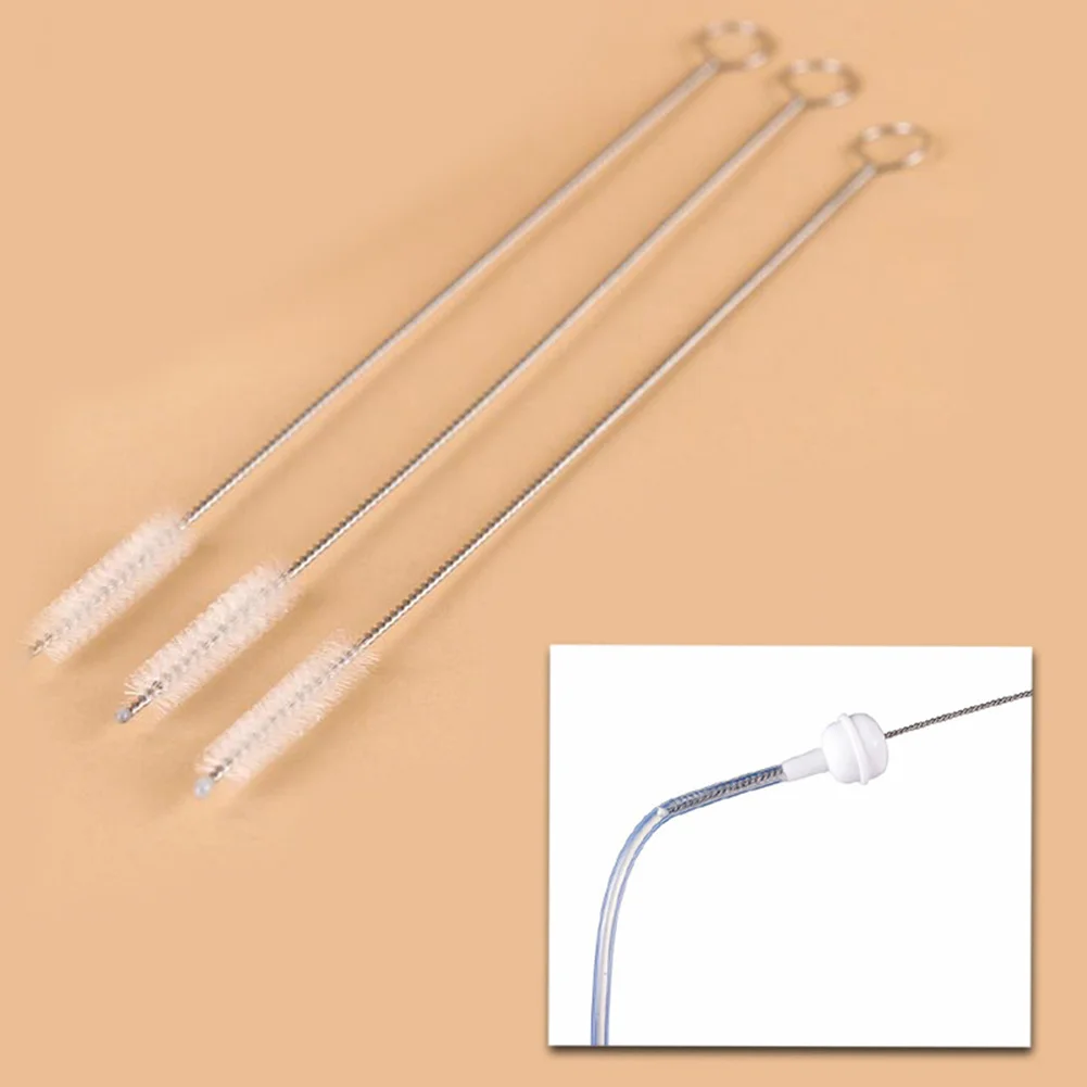 2017 10pcs Stainless Steel Nylon Straw Cleaning Brush