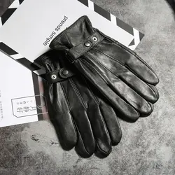 Новые зимние мужские перчатки из натуральной кожи с флисом мужские перчатки из натуральной кожи мужские теплые Guantes уличные черные