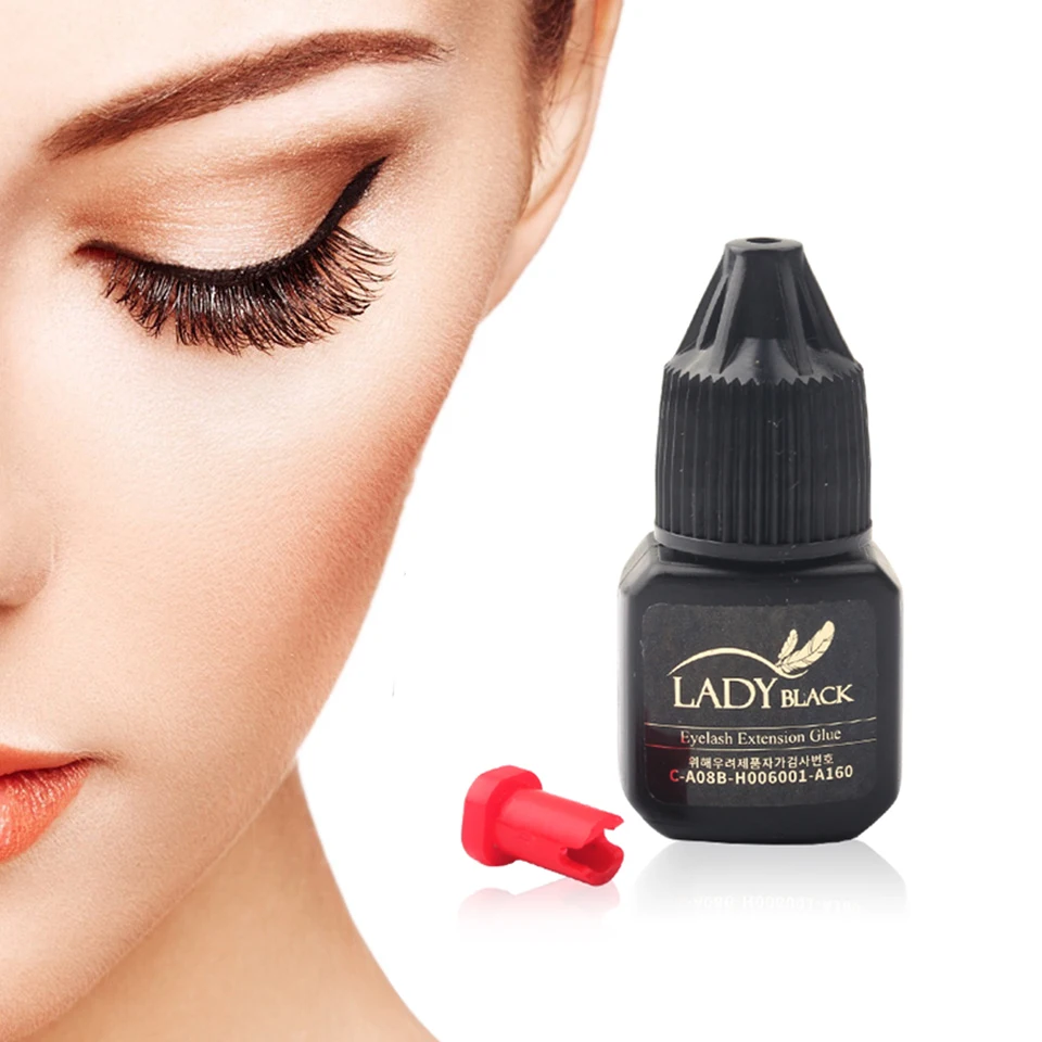 

NEWCOME 1 Bottle 5ml Eyelash Extension Lady Black Glue 3-4S Drying Eyelash Extension Over 6 Weeks for Makeup professionals