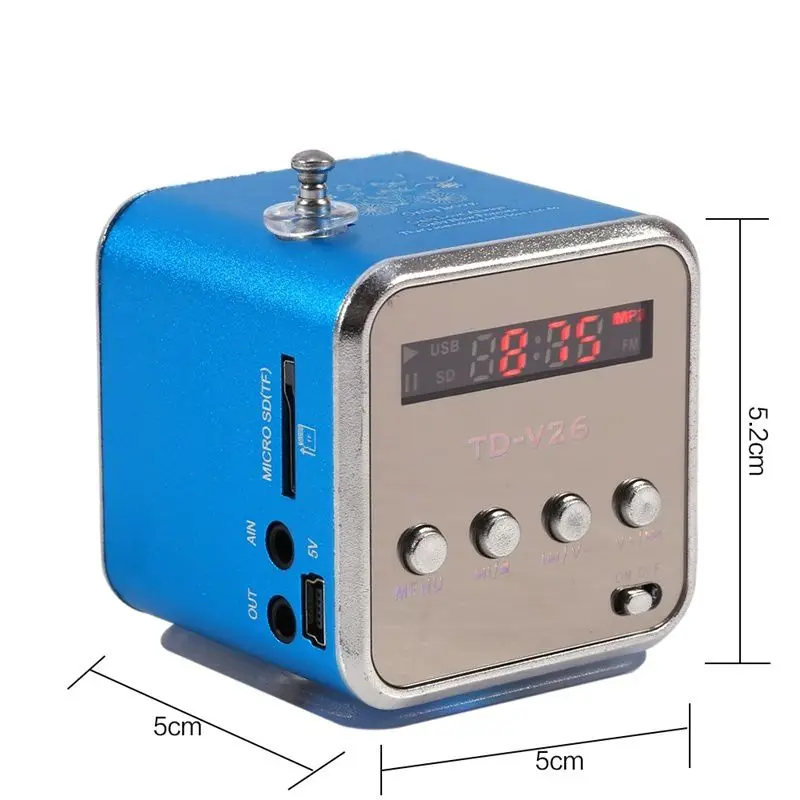 Портативный мини динамик TD V26 MP3 музыкальный плеер с ЖК поддержкой fm радио Micro TF SD
