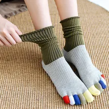 Носки с пятью пальцами женские хлопковые цветные носки с пальцами японские носки с пятью пальцами Kawaii 5 пар